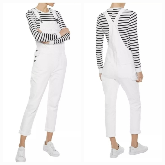 Frame Denim Pants - Frame Les Garcon White Denim Overalls Large